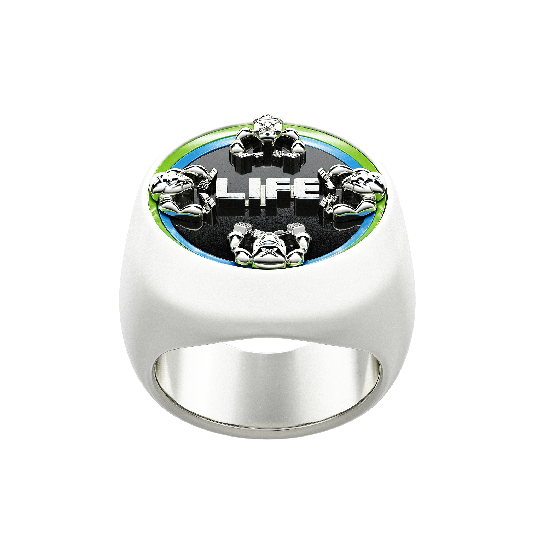 A detail of Life Ring in Black